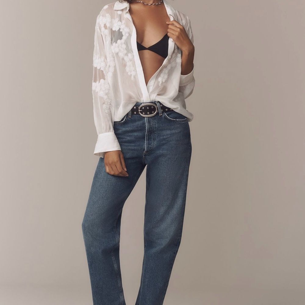 Agolde Blue Straight Leg Jeans